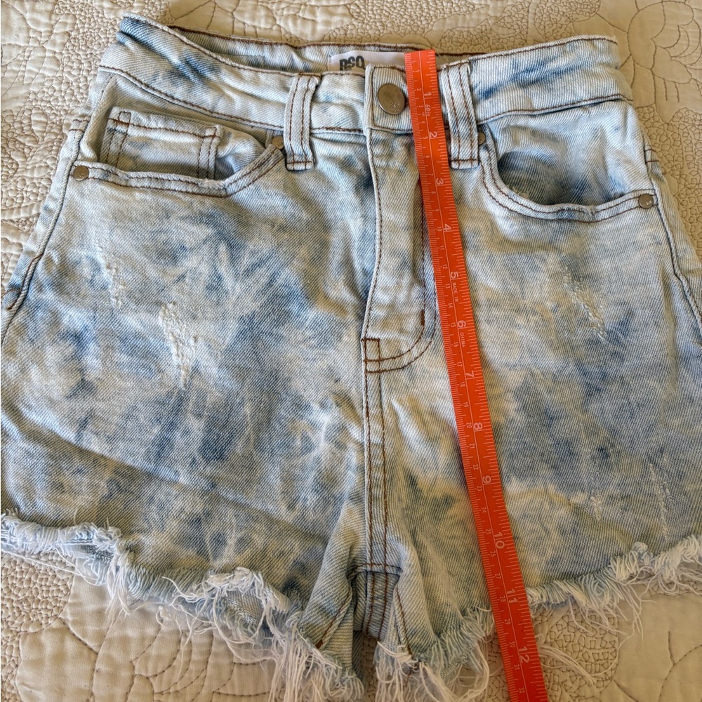 RSQ Blue Jean Shorts with Distressed Frayed Hem